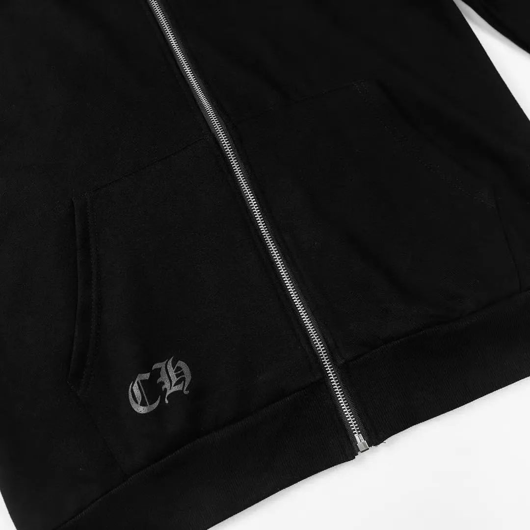 P240 Cross-border model, please do not place an order if you are pursuing quality - Chrome Hearts/Chrome Hearts 23ss cross ✝️ Sanskrit printed zipper sweatshirt cardigan jacket - High weight, high density and high quality. The wool is soft, delicate and skin-friendly. Soft and silky to the touch. Warmth and skin-friendly. - Custom-woven and dyed with no color difference. No matter the fabric or workmanship details, it beats the ordinary version on the market. - Hardware zipper accessories are all customized and full of details - Color: black White -Size: S M L XL